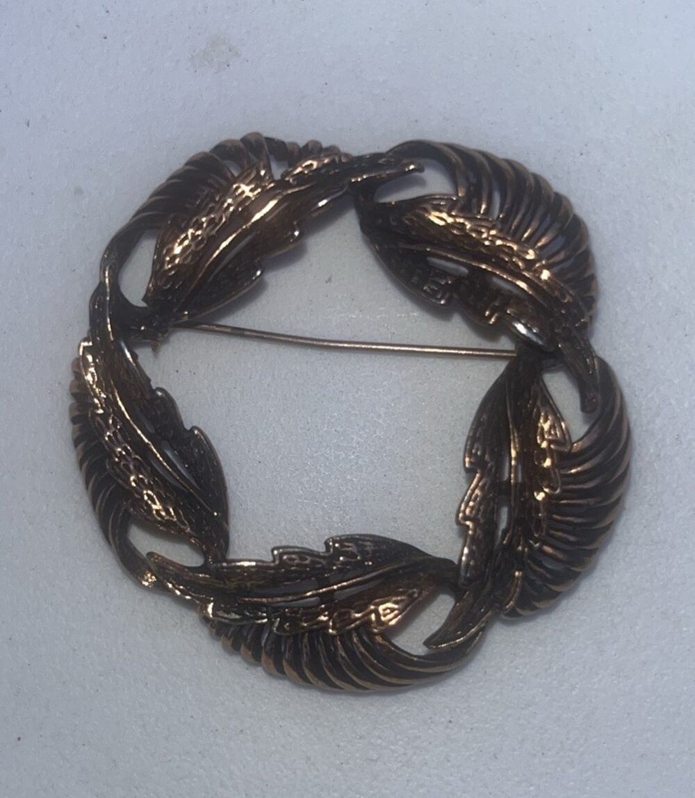 Vintage STAR Brand Copper Leaves Brooch Southwestern
